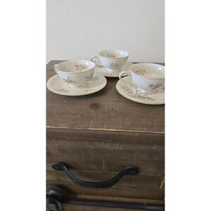 Winterling Bavaria Germany Tea Cup and Saucer Set of 3 Floral Gold Trim China